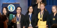 An induction ceremony into the Department of Labor's Hall of Honor for  a group of Thai garment workers who helped expose their former employer’s abusive labor practices in 1995.