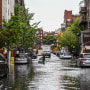 A flooded street in Williamsburg, New York on Sept. 29, 2023. 