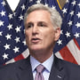 Rep. Kevin McCarthy, R-Calif., speaks to reporters after he was voted out of the job of Speaker of the House by a contingent of hard-right conservatives in an extraordinary showdown, a first in U.S. history, at the Capitol in Washington, Tuesday, Oct. 3, 2023.